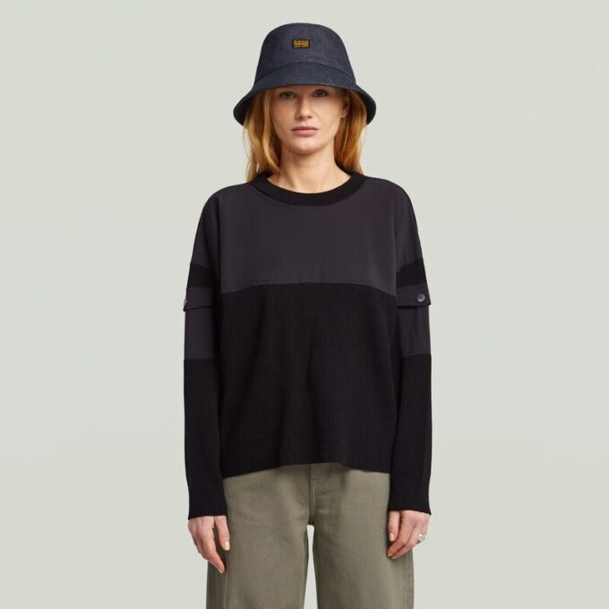 Woven Mix Ribbed Knit Woven Mix Ribbed Knit