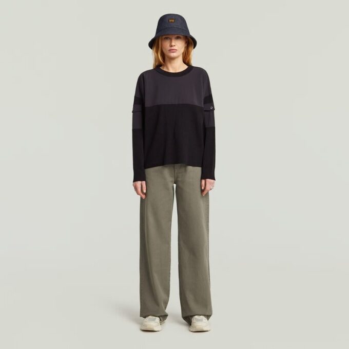 Woven Mix Ribbed Knit Woven Mix Ribbed Knit